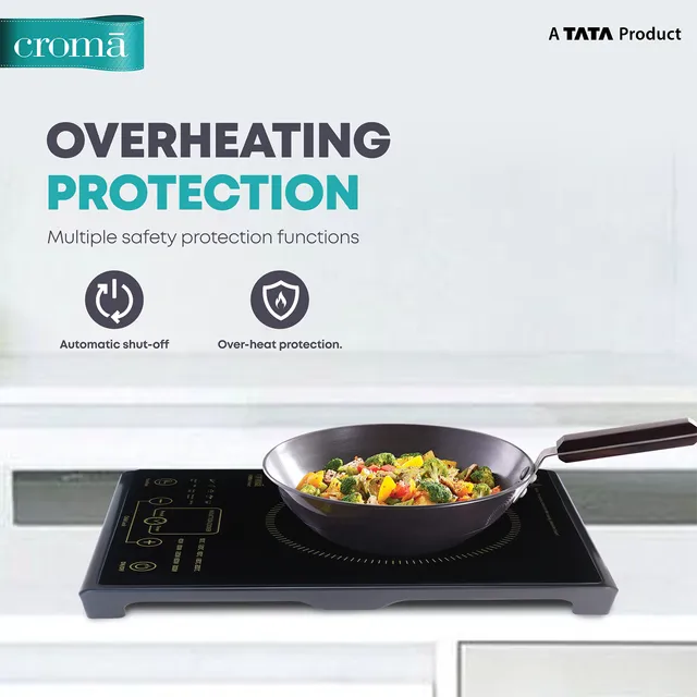 Croma 2000W Induction Cooktop with 5 Preset Menus (OPENBOX)