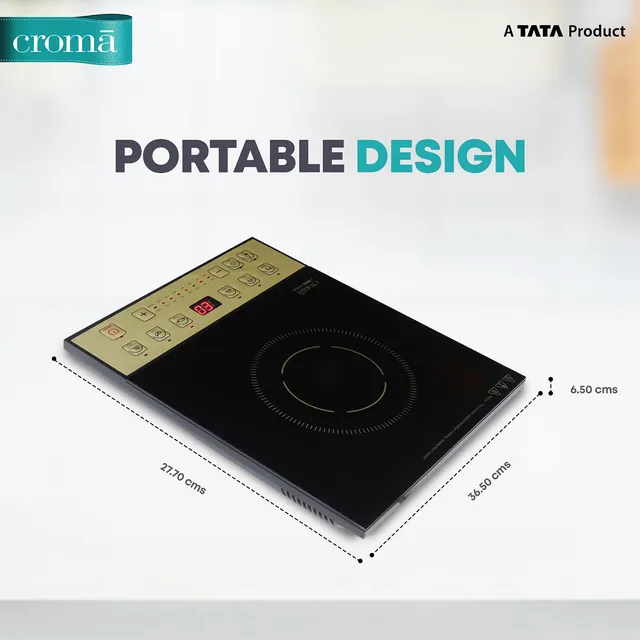 Croma 1600W Induction Cooktop with 7 Preset Menus (OPENBOX)