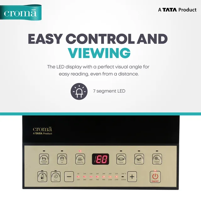 Croma 1600W Induction Cooktop with 7 Preset Menus (OPENBOX)