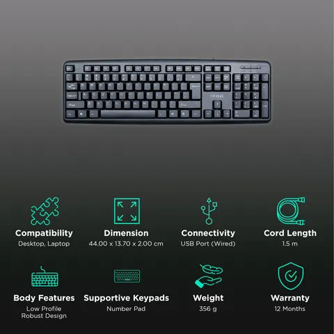 Croma Wired Keyboard CRSP105KBA016501 (OPENBOX)