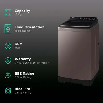 SAMSUNG 10 kg 5 Star Fully Automatic Top Load Washing Machine (WA10BG4686BRTL, In-built Heater, Rose Brown) (OPENBOX)