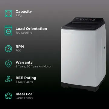 SAMSUNG 7 kg 5 Star Fully Automatic Top Load Washing Machine (WA70BG4441BYTL, Diamond Drum, Lavender Gray) (OPENBOX)