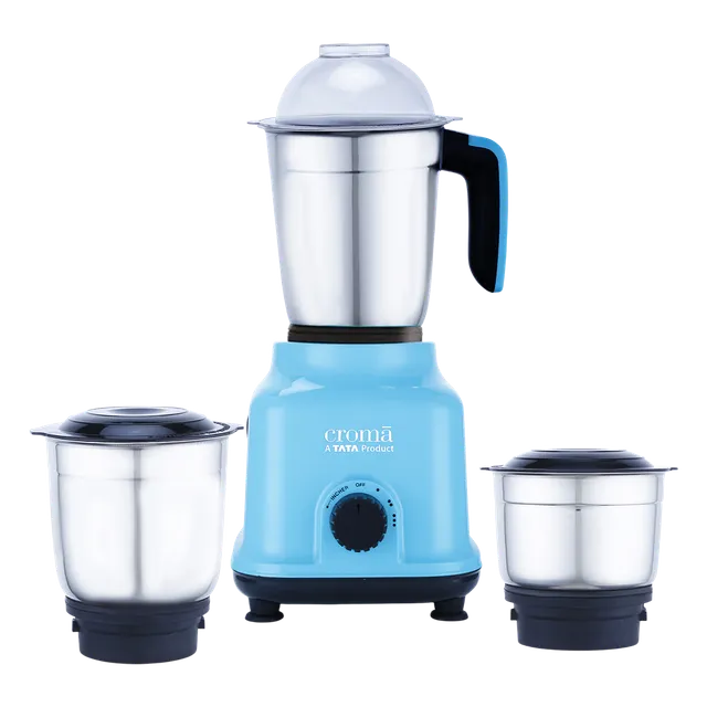 Croma 500 Watt 3 Jars Mixer Grinder (19000 RPM, Shock Proof Body, Blue) - OPEN BOX