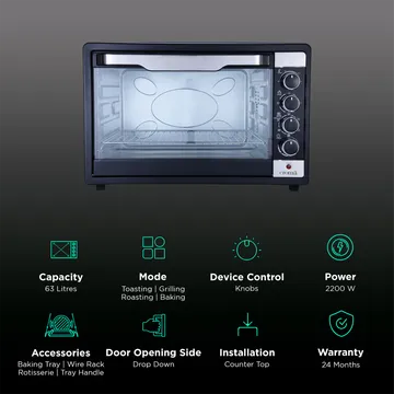 Croma 63L Oven Toaster Grill with Motorised Rotisserie (Black) (OPENBOX)
