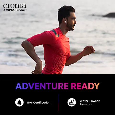 Croma TWS Earbuds with Active Noise Cancellation (IPX5 Water Resistant, Fast Charging Support, Black and Grey) (OPENBOX)