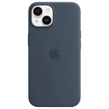 Apple Soft Silicone Back Cover for Apple iPhone 14 (MagSafe Charging Support, Storm Blue) (OPENBOX)