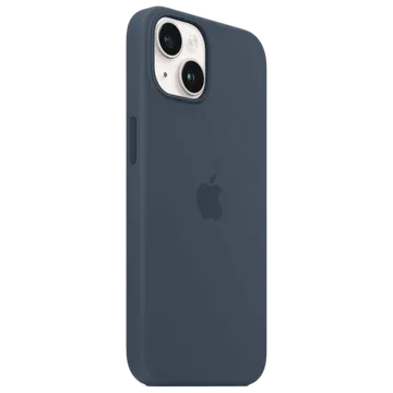 Apple Soft Silicone Back Cover for Apple iPhone 14 (MagSafe Charging Support, Storm Blue) (OPENBOX)