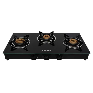 Faber Marvel 3BB BK Tempered Glass Top 3 Burner Manual Gas Stove (Scratch Resistant, Black) (OPENBOX)