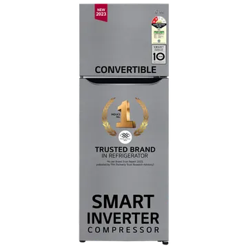 LG 288 Litres 2 Star Frost Free Double Door Convertible Refrigerator with Multi Air Flow (GL-S322SPZY.APZZEB, Shiny Steel)