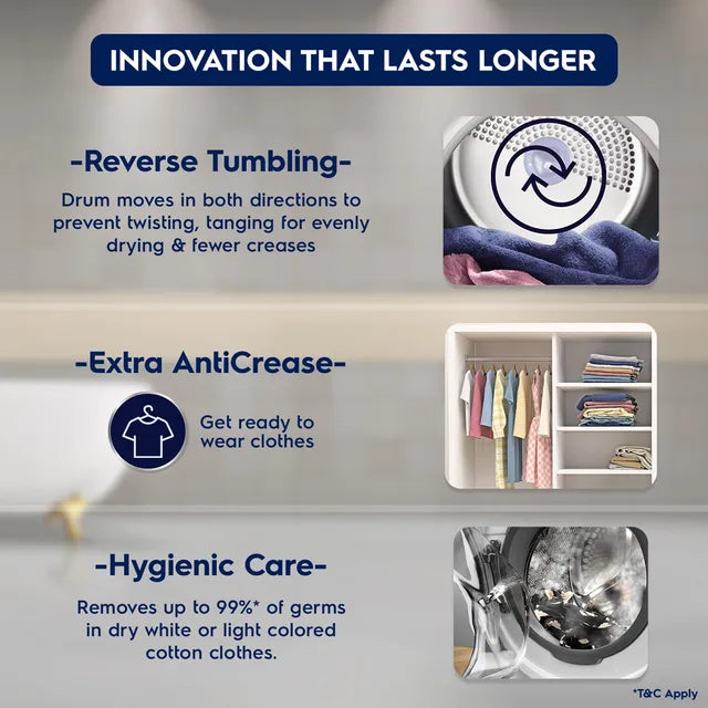 Electrolux UltimateCare 300 7.5 kg Fully Automatic Front Load Dryer (ReverseTumbling Function, EDV754H3WB, White) (OPENBOX)