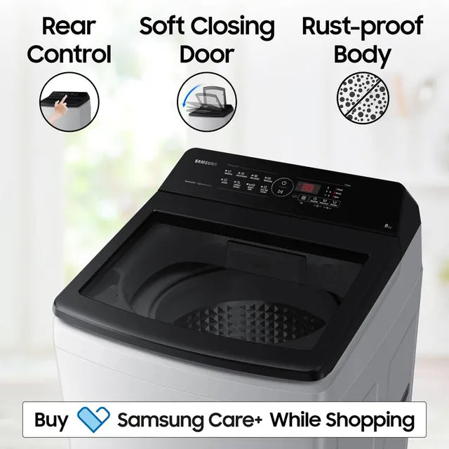 SAMSUNG 8 Kg 5 Star Inverter Fully Automatic Top Load Washing Machine (WA80BG4441BGTL, Diamond Drum, Light Grey)-OPEN BOX