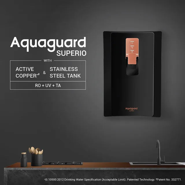 Aquaguard Superio 6L UV + UF Water Purifier with Mineral Guard Technology (Black/Metallic Copper) (OPENBOX)