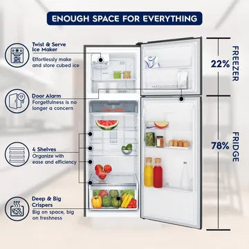 Electrolux 341 Litres 2 Star Frost Free Double Door Refrigerator (Black Steel) (OPENBOX)