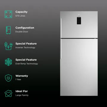 Electrolux UltimateTaste 500 537 Litres 1 Star Frost Free Double Door Refrigerator with Door Alarm (ETE5700C-A, Arctic Silver Steel) (OPENBOX)