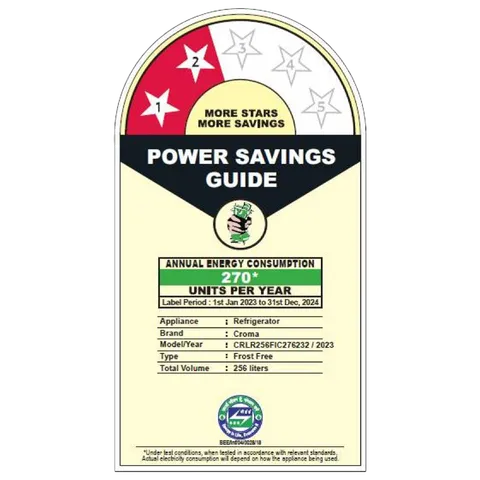 Croma 256 Litres 2 Star Frost Free Double Door Refrigerator with Inverter Technology (OPENBOX)
