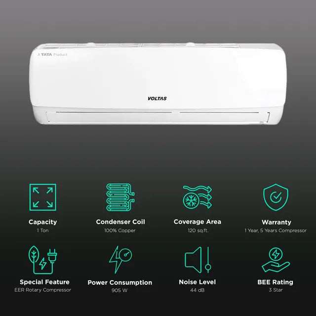 VOLTAS Vertis Elite 5 in 1 Convertible 1 Ton 3 Star Inverter Split AC with 4-Way Swing (2023 Model, Copper Condenser, 123V Vertis Elite Marvel) (OPENBOX)