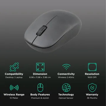 LAPCARE SAFARI WIRELESS MOUSE BLACK (OPENBOX)