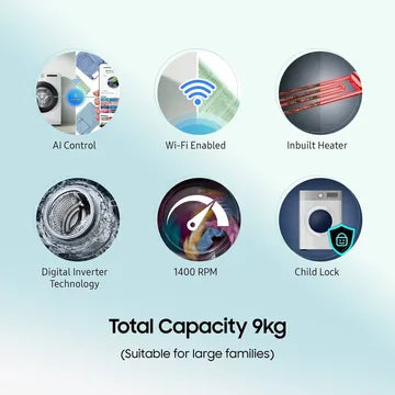 SAMSUNG 12 kg 5 Star Inverter Fully Automatic Front Load Washing Machine (WW12T504DAB/TL, Built-In Heater, Black Caviar) (OPENBOX)