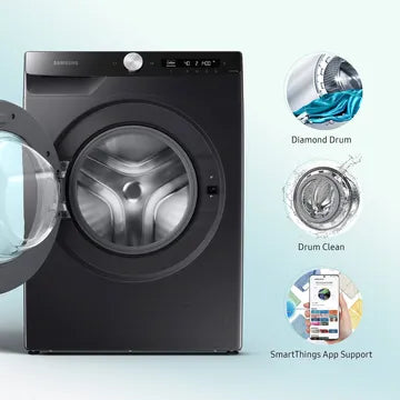 SAMSUNG 12 kg 5 Star Inverter Fully Automatic Front Load Washing Machine (WW12T504DAB/TL, Built-In Heater, Black Caviar) (OPENBOX)
