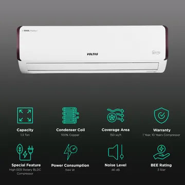 VOLTAS Vectra Pearl 4 in 1 Convertible 1.3 Ton 3 Star Inverter Split AC with Anti Dust Filter (Copper Condenser) (OPENBOX)