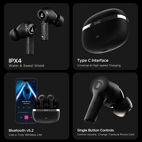 boAt Nirvana Ion TWS Earbuds with Environmental Noise Cancellation (IPX4 Water Resistant, 120 Hours Playback, Charcoal Black) (OPENBOX)