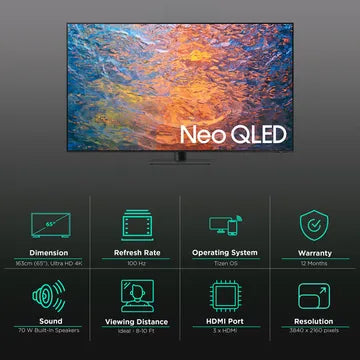 SAMSUNG 163 cm (65 inch) QLED 4K Ultra HD Tizen TV with Neural Quantum Processor