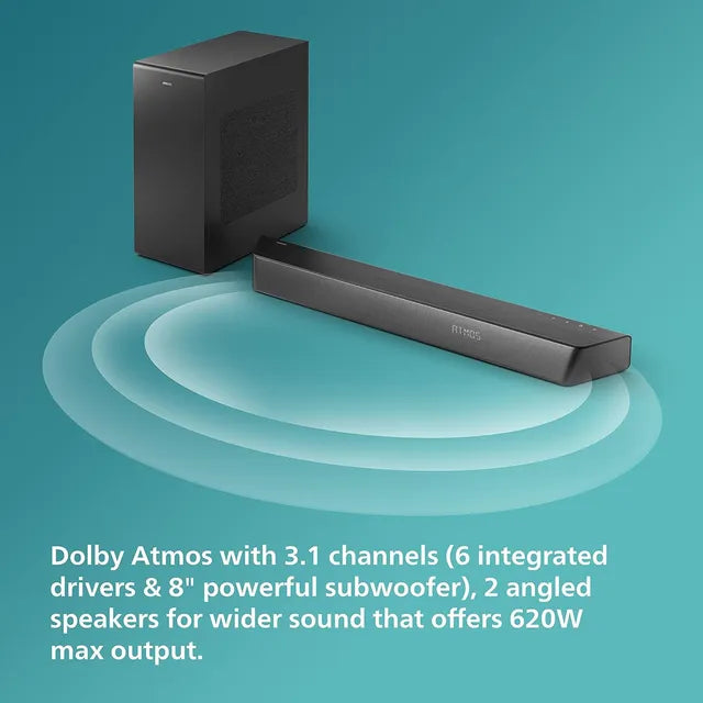 PHILIPS 620W Bluetooth Soundbar with Remote (Dolby Atmos, 3.1 Channel, Black) (OPENBOX)
