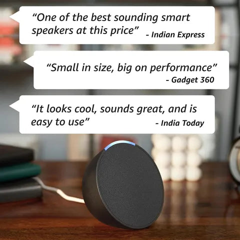 Amazon Echo Pop with Built-in Alexa Smart Wi-Fi Speaker (Balanced Bass, Black) (OPENBOX)