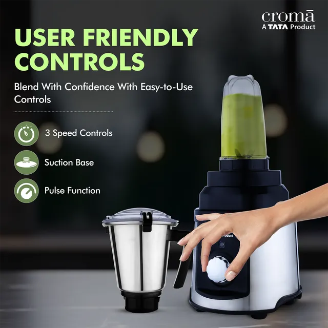 roma 1000 Watt 5 Jars Mixer Grinder (20000 RPM, Inbuilt Overload Protection, Silver and Black) - OPEN BOX