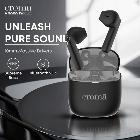 Croma TWS Earbuds (Fast Charging, Black and Grey) (OPENBOX)