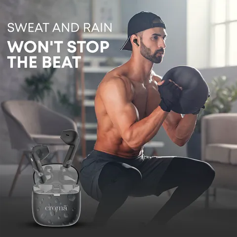 Croma TWS Earbuds (Fast Charging, Black and Grey) (OPENBOX)