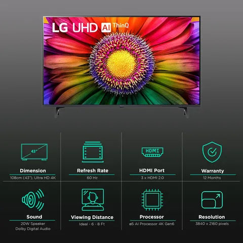 LG LED 108 cm (43 inch) 4K Ultra HD Smart TV (Model: 43UR8050) (OPENBOX)