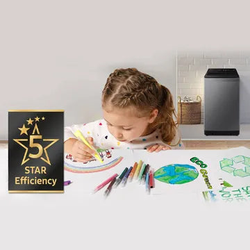 SAMSUNG 8 kg 5 Star Inverter Fully Automatic Top Load Washing Machine (WA80BG4542BDTL, Diamond Drum, Dark Gray) (OPENBOX)