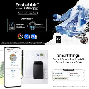 SAMSUNG 8 kg 5 Star Inverter Fully Automatic Top Load Washing Machine (WA80BG4542BDTL, Diamond Drum, Dark Gray) (OPENBOX)