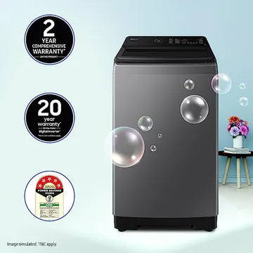 SAMSUNG 8 kg 5 Star Inverter Fully Automatic Top Load Washing Machine (WA80BG4542BDTL, Diamond Drum, Dark Gray) (OPENBOX)