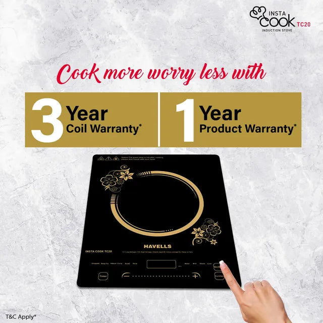 HAVELLS Insta Cook TC20 2000W Single Induction Cooktop with 9 Preset Menus (OPENBOX)