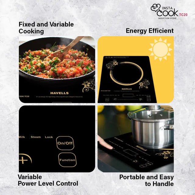 HAVELLS Insta Cook TC20 2000W Single Induction Cooktop with 9 Preset Menus (OPENBOX)