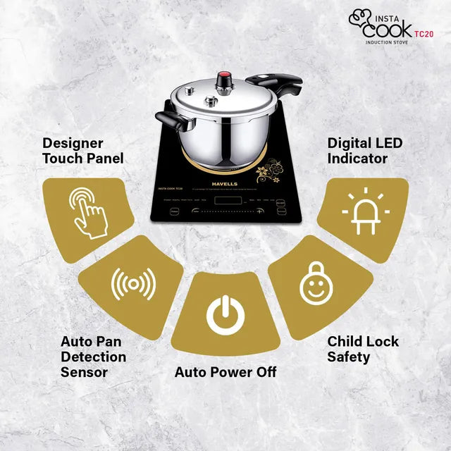 HAVELLS Insta Cook TC20 2000W Single Induction Cooktop with 9 Preset Menus (OPENBOX)