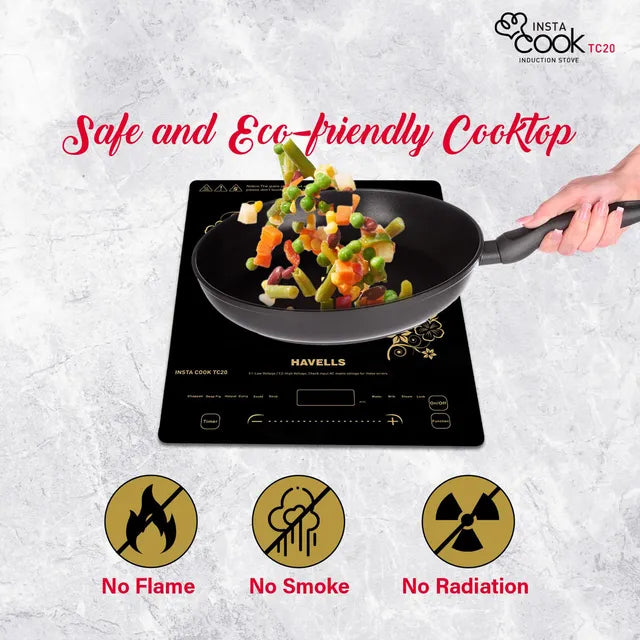 HAVELLS Insta Cook TC20 2000W Single Induction Cooktop with 9 Preset Menus (OPENBOX)