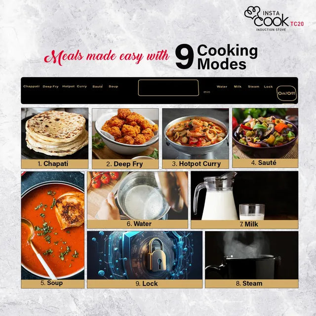 HAVELLS Insta Cook TC20 2000W Single Induction Cooktop with 9 Preset Menus (OPENBOX)