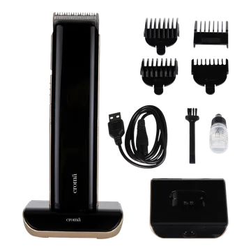 Croma 4 in 1 Rechargeable Cordless Wet and Dry Trimmer for Beard for Men (Self Sharpening Technology, Black) (OPENBOX)