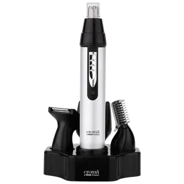 Croma 4-in-1 Rechargeable Cordless Grooming Kit for Nose, Ear, Eyebrow, Beard & Moustache for Men & Women (40min Runtime, Water Resistant, Black) (OPENBOX)