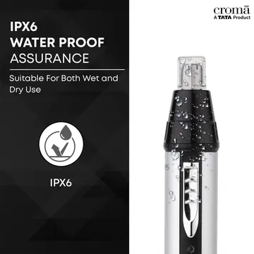 Croma 4-in-1 Rechargeable Cordless Grooming Kit for Nose, Ear, Eyebrow, Beard & Moustache for Men & Women (40min Runtime, Water Resistant, Black) (OPENBOX)