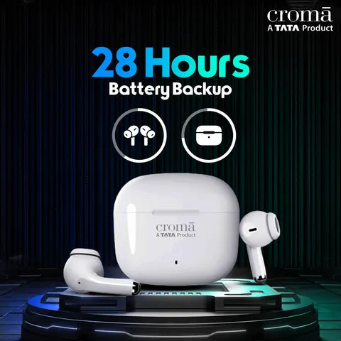 Croma IN 101 TWS Earbuds with Passive Noise Cancellation (IPX4 Water Resistant, 28 Hours Playback White) (OPENBOX)