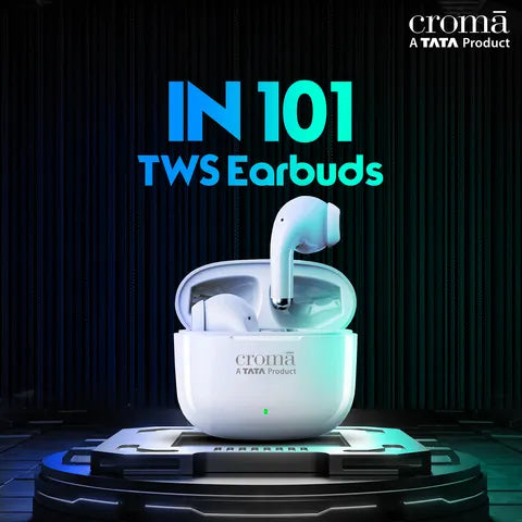 Croma IN 101 TWS Earbuds with Passive Noise Cancellation (IPX4 Water Resistant, 28 Hours Playback White) (OPENBOX)