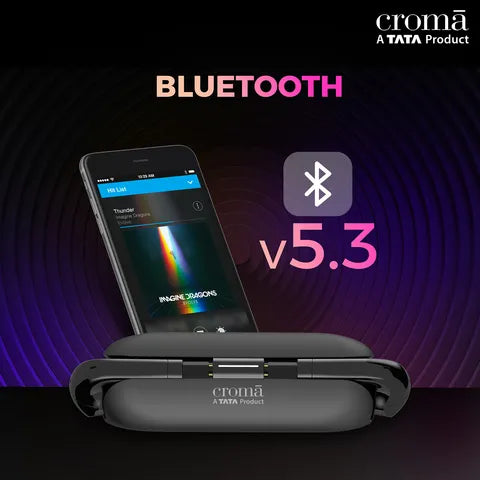 Croma Sliding TWS Earbuds with Passive Noise Cancellation (IPX4 Waterproof, 30 Hours Playback Time, Black) (OPENBOX)