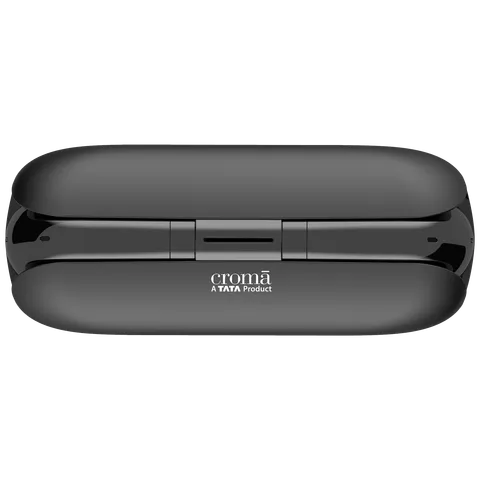 Croma Sliding TWS Earbuds with Passive Noise Cancellation (IPX4 Waterproof, 30 Hours Playback Time, Black) (OPENBOX)