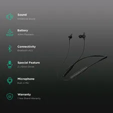 boAt Rockerz 109 Neckband with Environmental Noise Cancellation (IPX5 Water Resistant, ASAP Charge, Active Black) (OPENBOX)