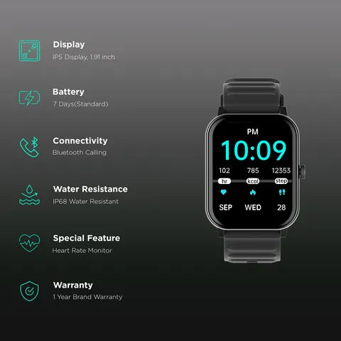 Croma Stride Smartwatch (Model: CRSWISCSWA029901, Black) (OPENBOX)