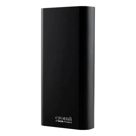 Croma 20000 mAh 22.5W Fast Charging Power Bank (2 Type A, 1 PD Type C & 1 Micro USB Port, Aluminium Casing, Apple Compatible, Black) (OPENBOX)